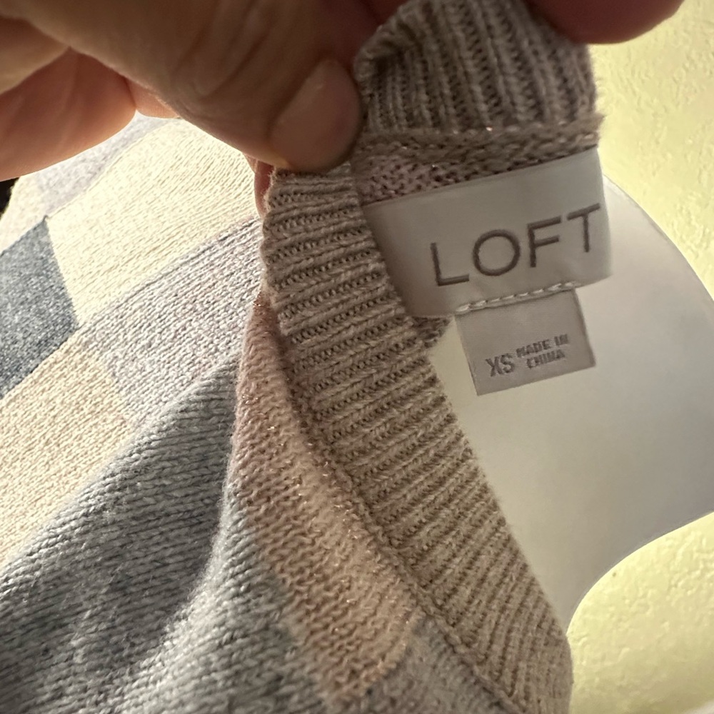 Loft Multicolor Patchwork Crew Neck Sweater - image 6